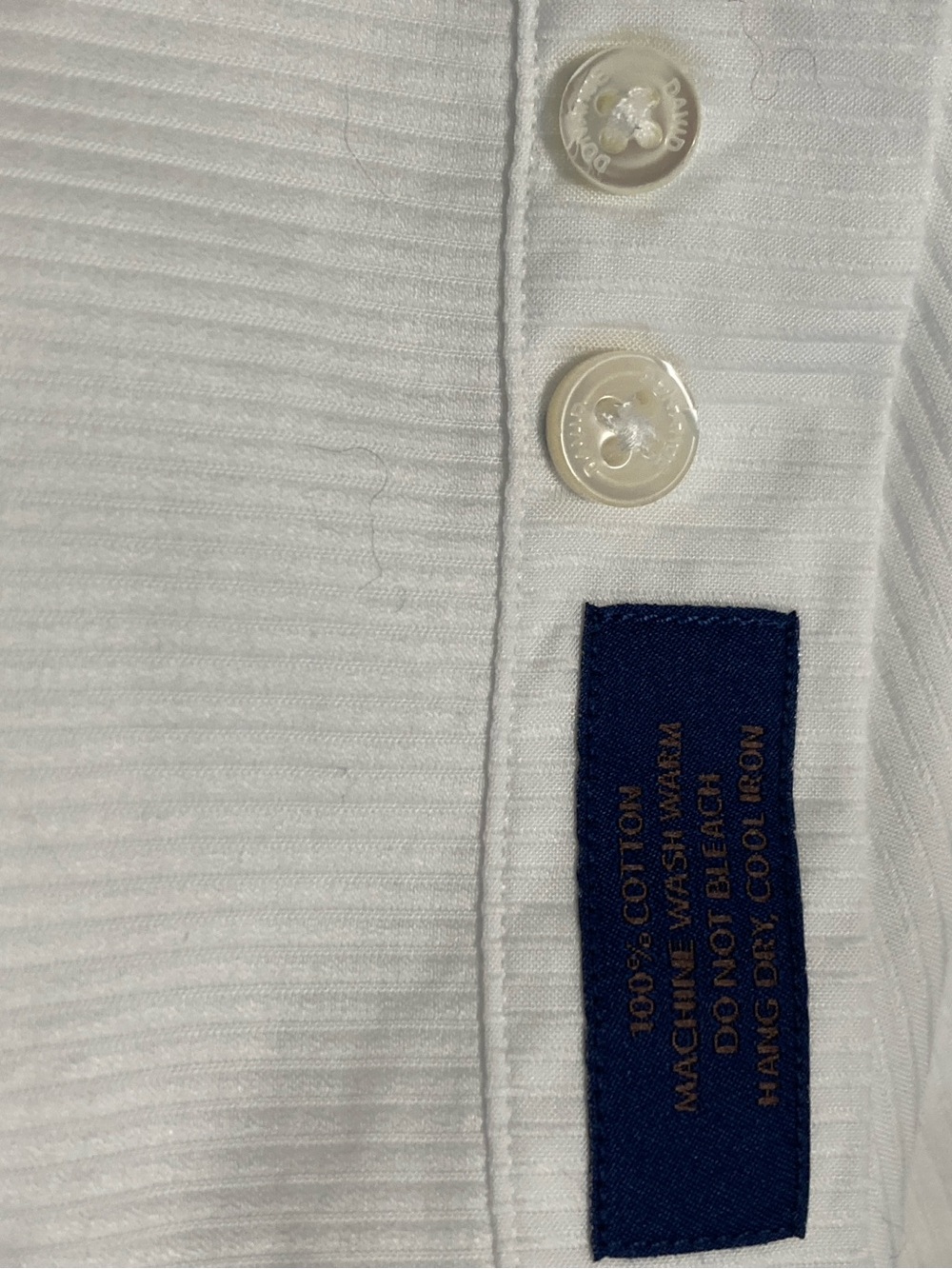 David Donahue Mens White Cotton Dress Shirt French Cuff  Horizontal Rib 17 34/35 - Picture 14 of 16